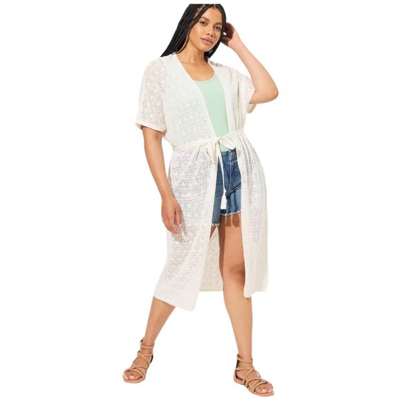torrid Sweaters - 41] TORRID 3X/4X Crochet Sweater Duster w/ Tie NEW 36-46pit 51L cotton/acrylic